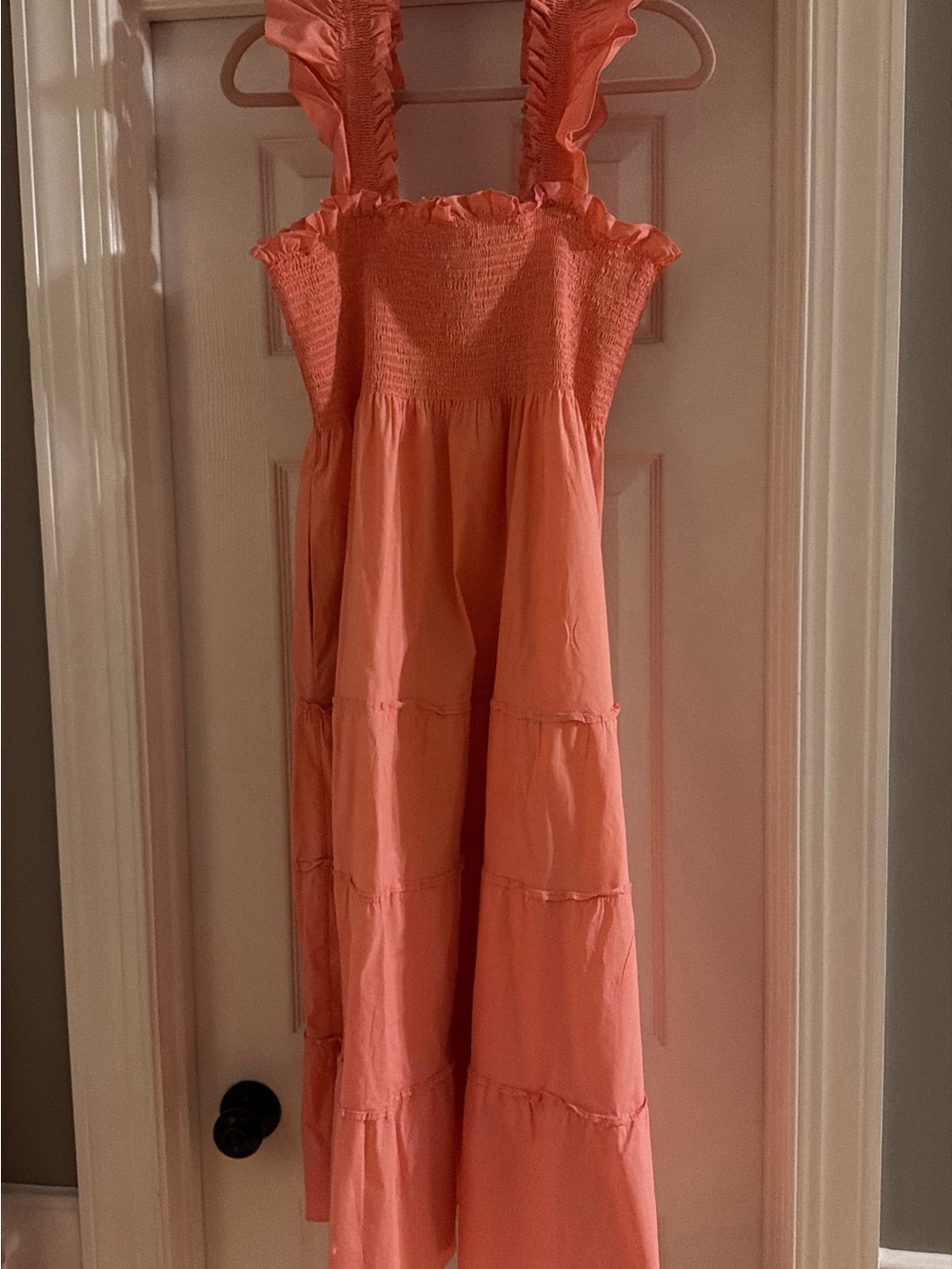 Women's Coral Midi Sundress with Ruffle Straps